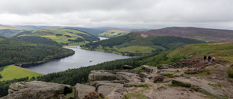 A view standing from Bamford edge looking down towards ladybower reservoir
